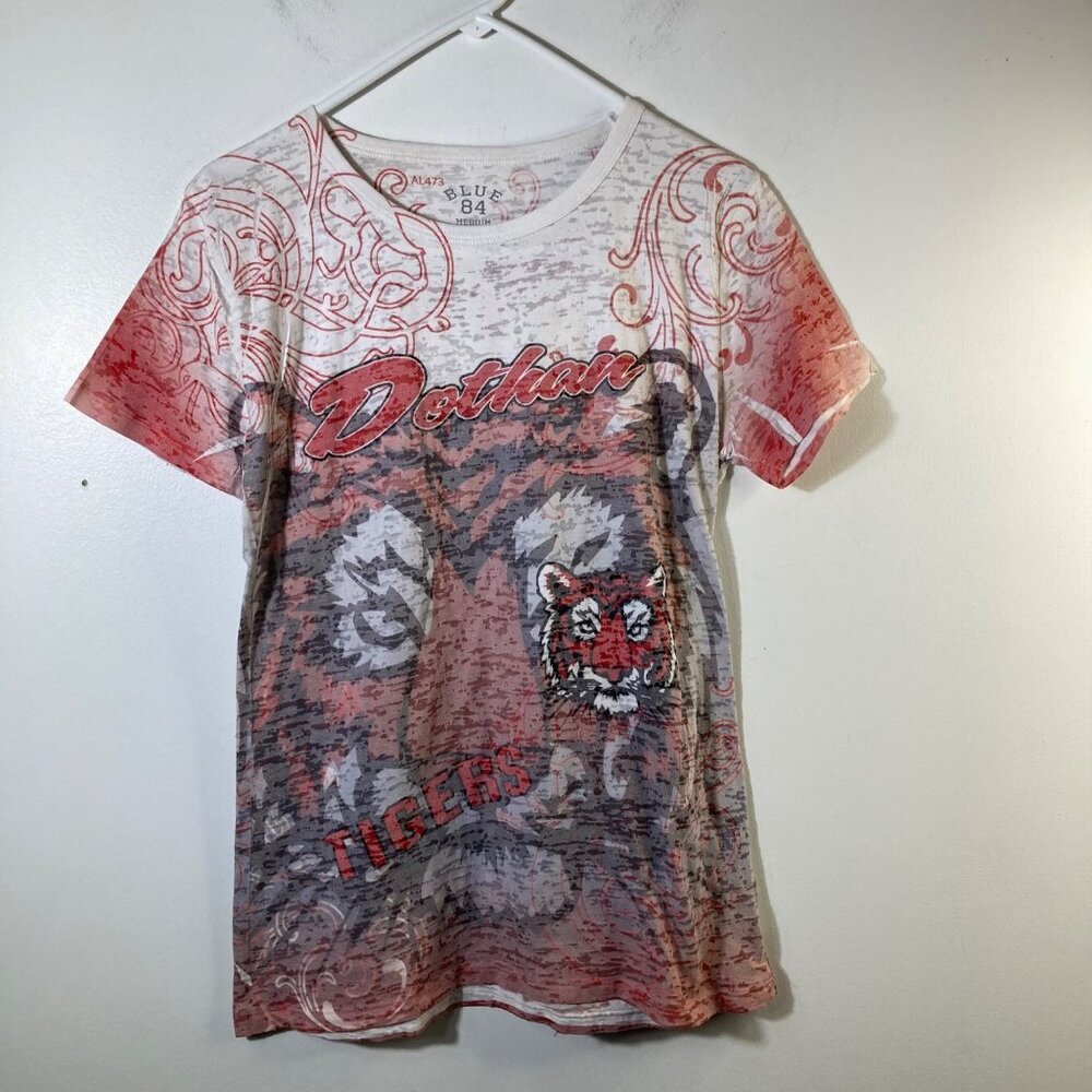 Womens Blue 84‎ Dothan Tigers Burnout Tee Shirt M White Red Gray